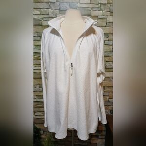 Womens Eddie Bauer XXL Polar Fleece 1/4 Zip Ivory Minimialist Cottagecore